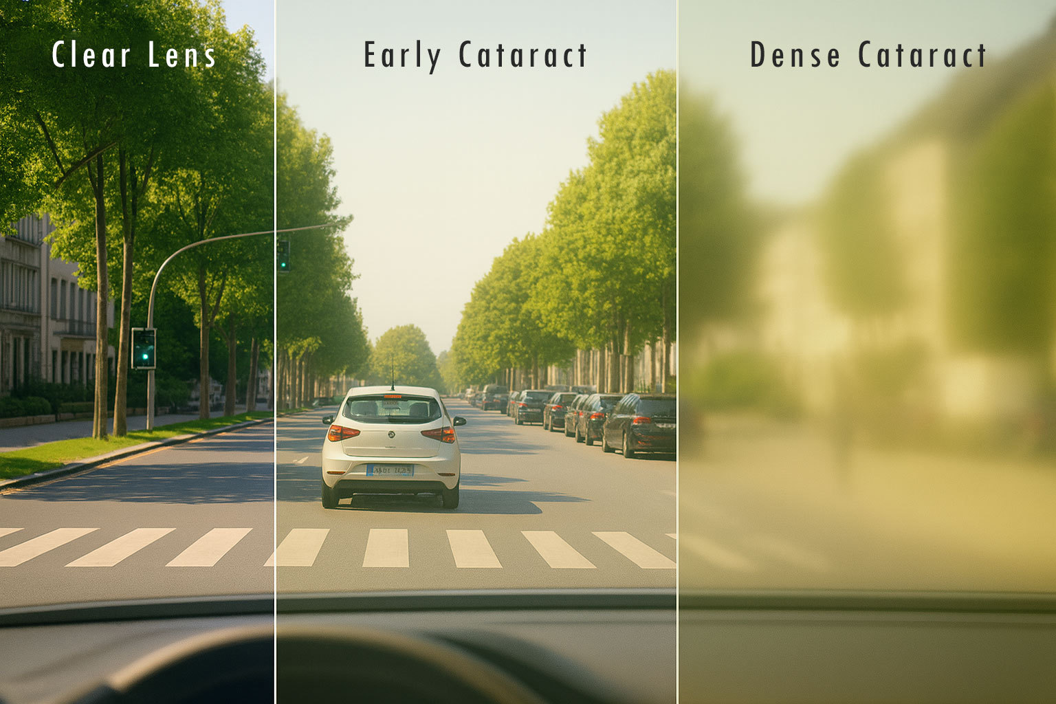 Simulation of cataract vision vs normal vision